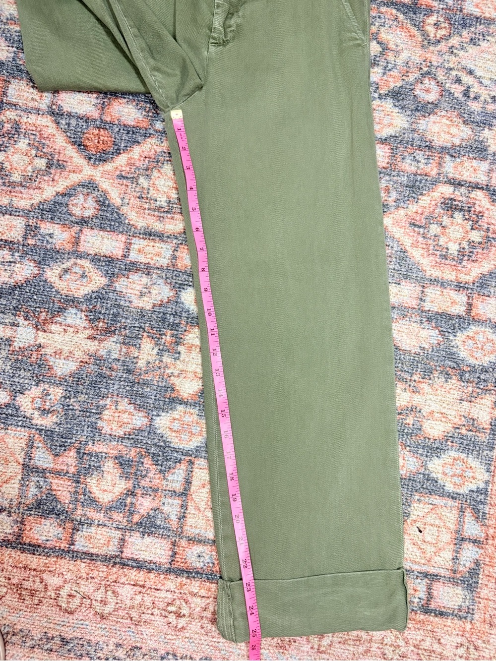 Free People Olive Green Wide Leg Cuffed Jeans cotton Pants size 26 - Picture 14 of 14